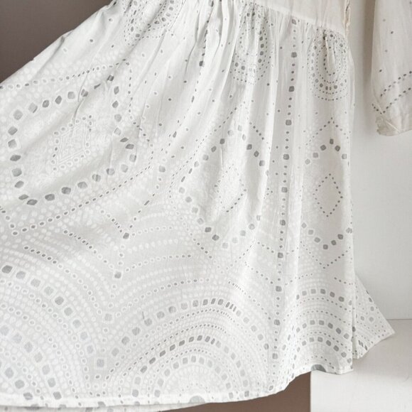 Ethnic by Urban Outfitters White Embroidered Midi Dress M - Picture 9 of 11